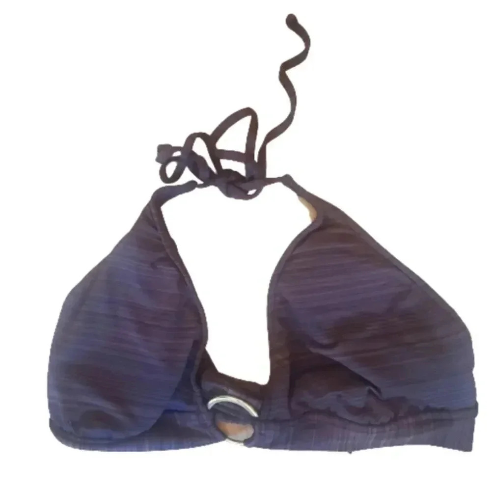MOSSIMO brown halter with gold ring bikini top Size Large